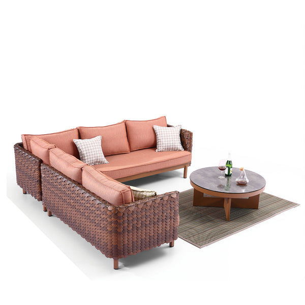 Manis Sofa Set For Five With Round Coffee Table
