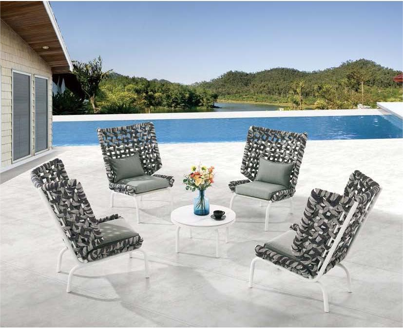 Aurora High Back Chair Set For Four With Coffee Table