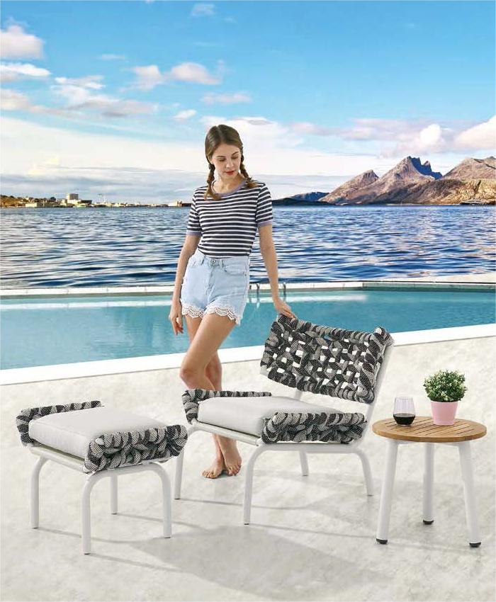 Aurora Low Back Chair With Ottoman and Coffee Table