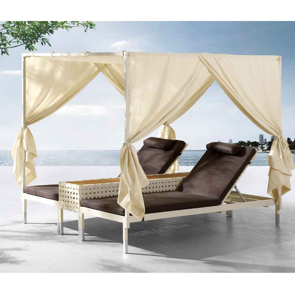 Taco Double Chaise with Long Side Table & Canopy
