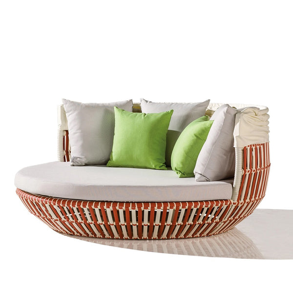 Apricot Round Daybed With Shade And Side Table