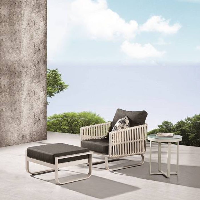 Apricot Club Chair With Ottoman And Side Round Table