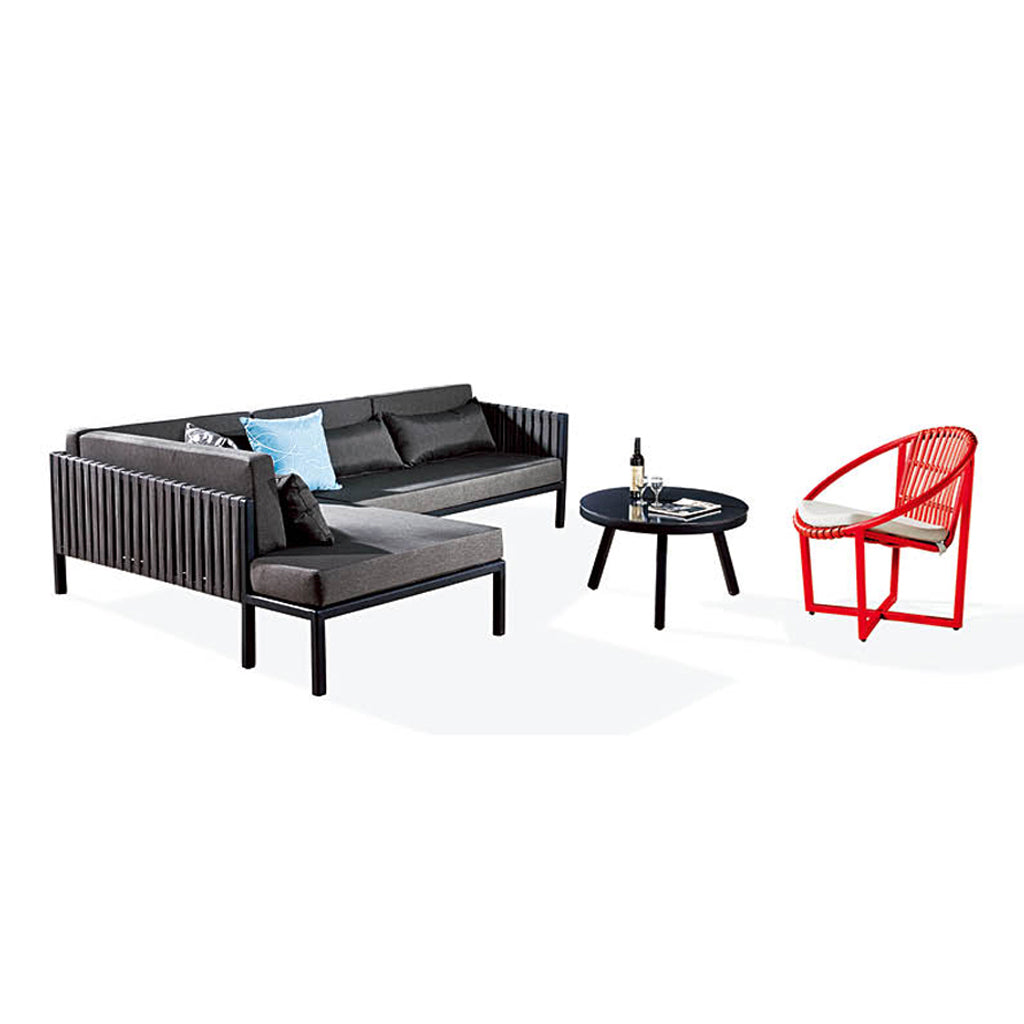 Garnet Sectional Set With Right Chaise And Round Chair