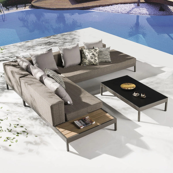 Barite Sofa Set With Built-In Side Table And With Coffee Table