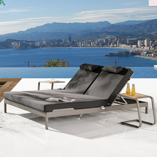 Barite Double Beach Bed With Side Table