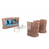 Apricot High Back Sofa Set With Coffee Table