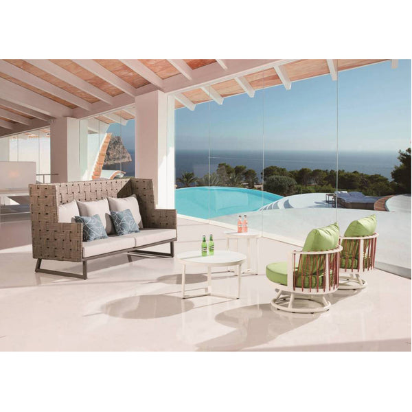 Asthina High Back Sofa With Round Chairs And Coffee Tables