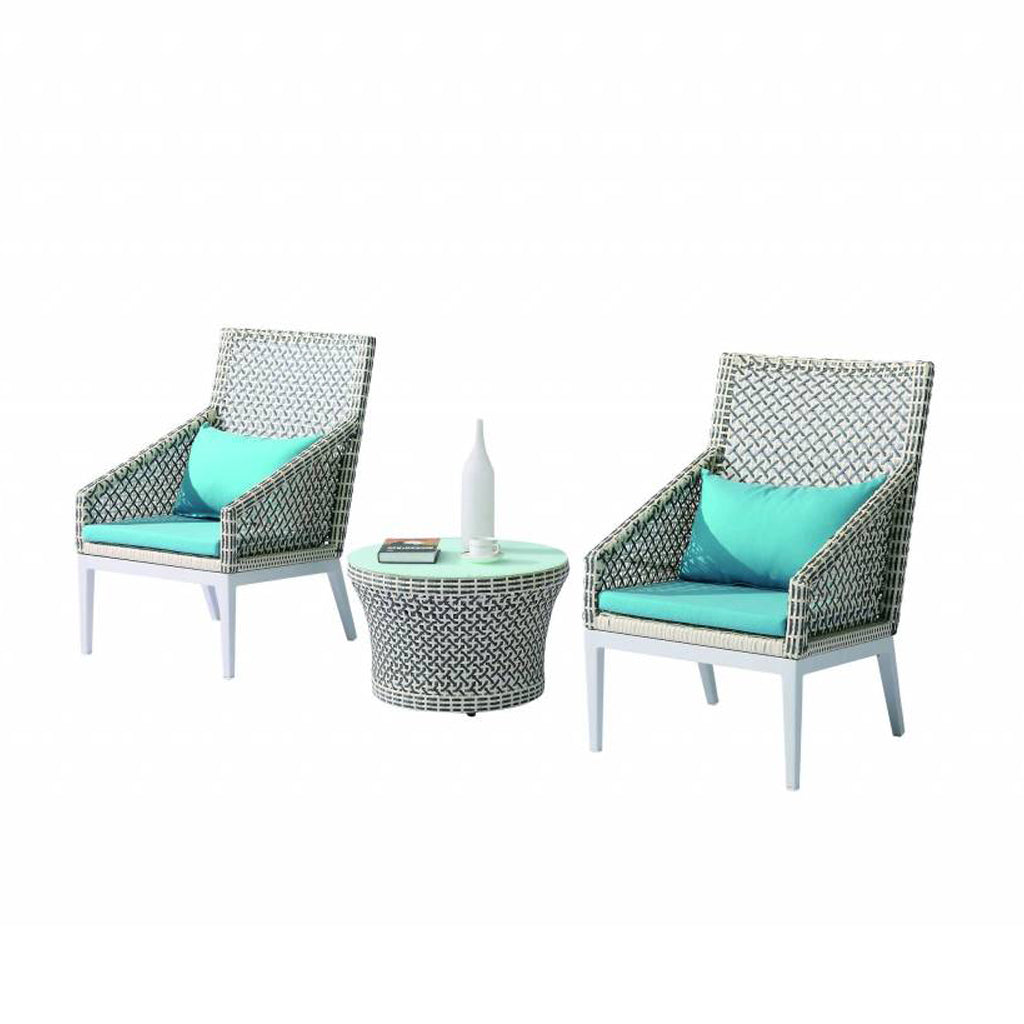 Provence High Back Chairs Set For Two With Coffee Table