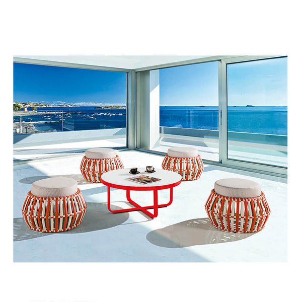 Apricot Backless Chair With Coffee table
