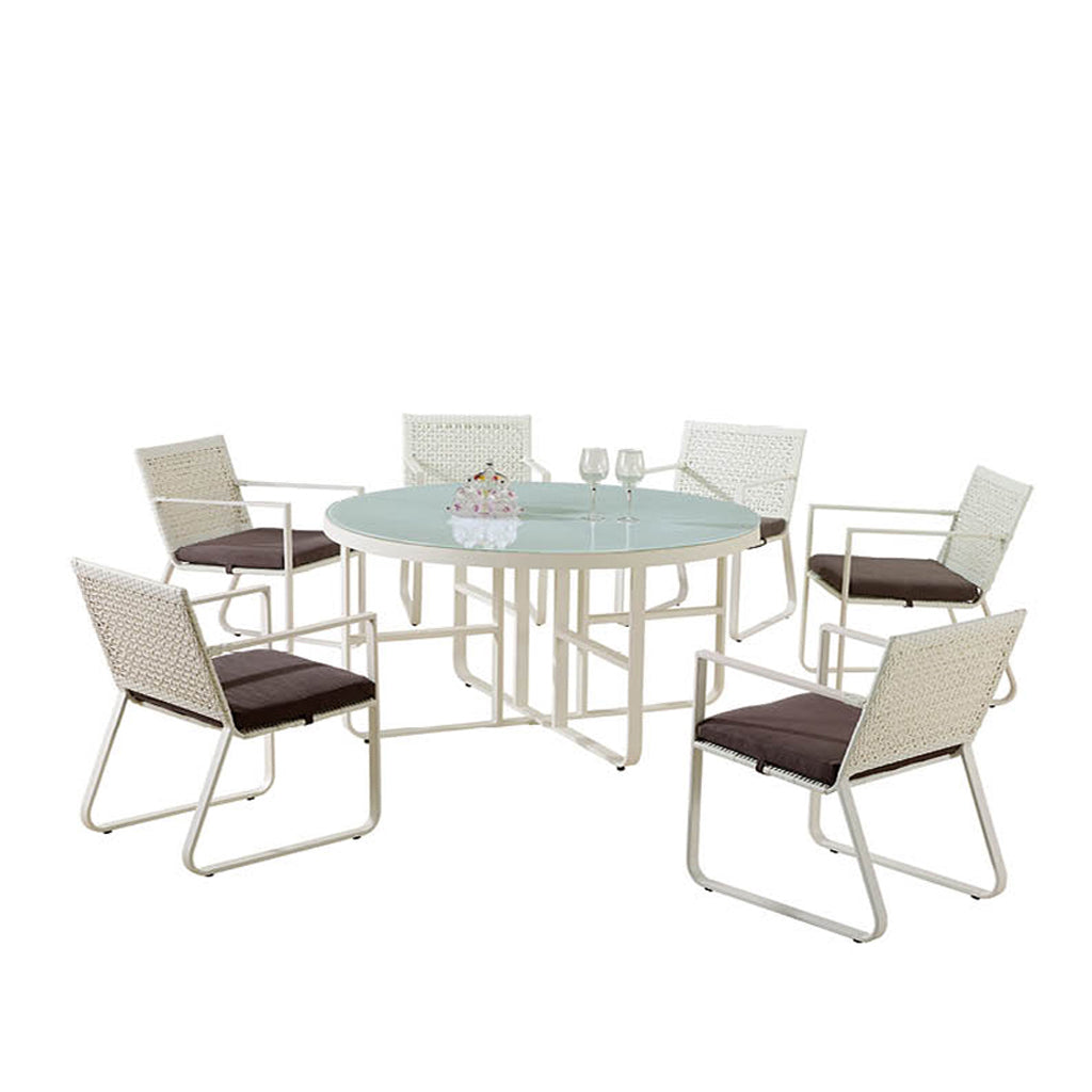 Orlando Round Dining Set For 6 With Arms