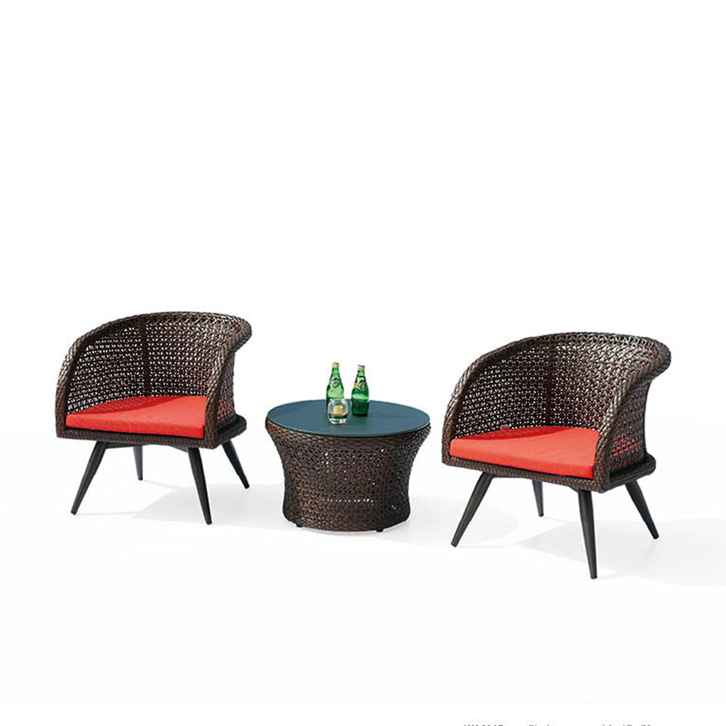 Evian Set For 2 With Woven Sides With Round Side Table