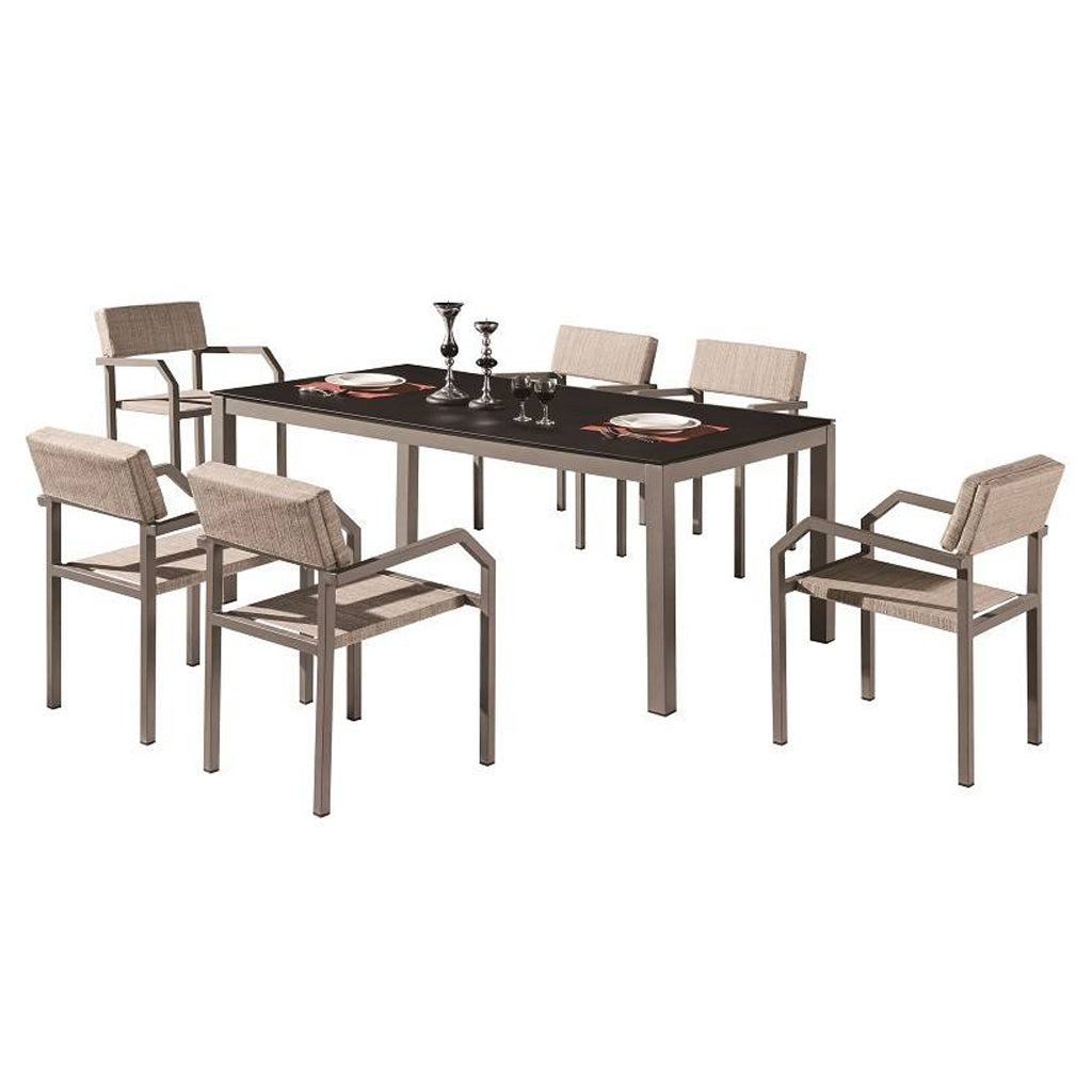 Barite Dining Set For 6 With Arms