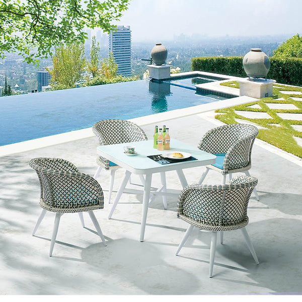 Evian Square Dining Set For 4 With Woven Sides