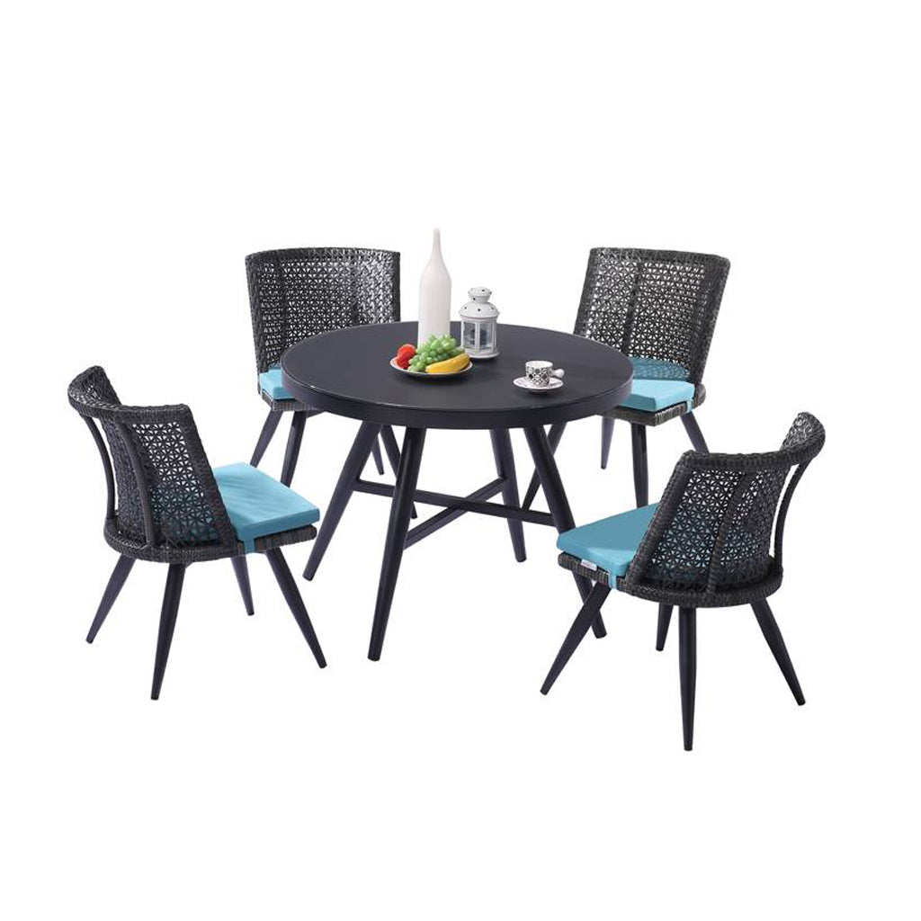 Evian Armless Dining Set For 4 With Round Table