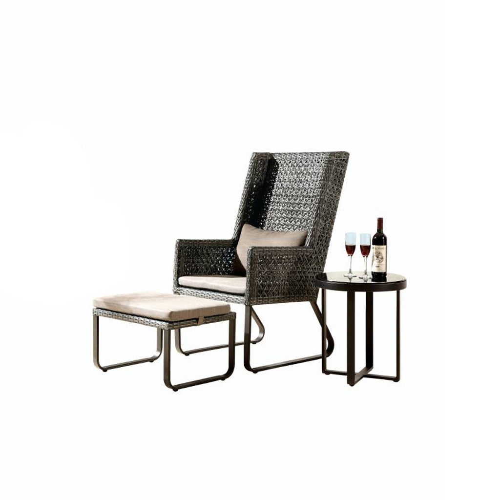 Orlando High Back Chair With Ottoman And Side Table