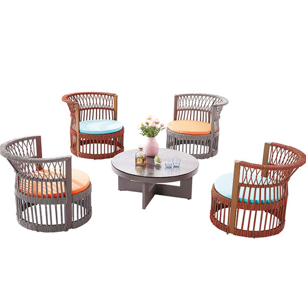 Seattle Round Chair Set For 4 With Coffee Table